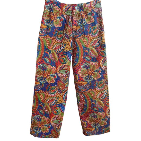 1OF1 25x25 Vintage 1970s Boho Floral Paisley Wide Leg Pants Side Zipper Handmade - Picture 1 of 6